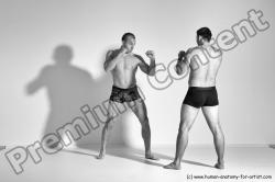 Underwear Martial art Man - Man White Moving poses Athletic Short Brown Dynamic poses Academic